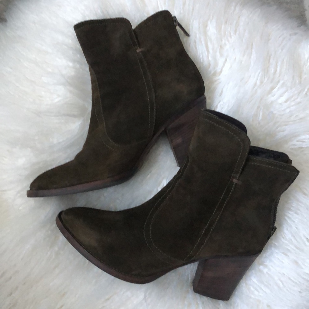 Aquatalia Boots Suede Bootie Women's Shoes Block Heel made in Italy - Picture 3 of 12